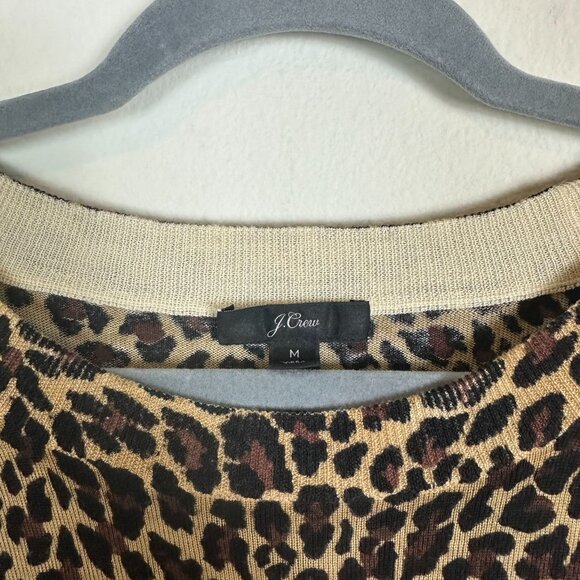 J.Crew 100% Merino Wool Leopard Print Pullover Sweater M Boho Soft Casual Cozy - Picture 6 of 10